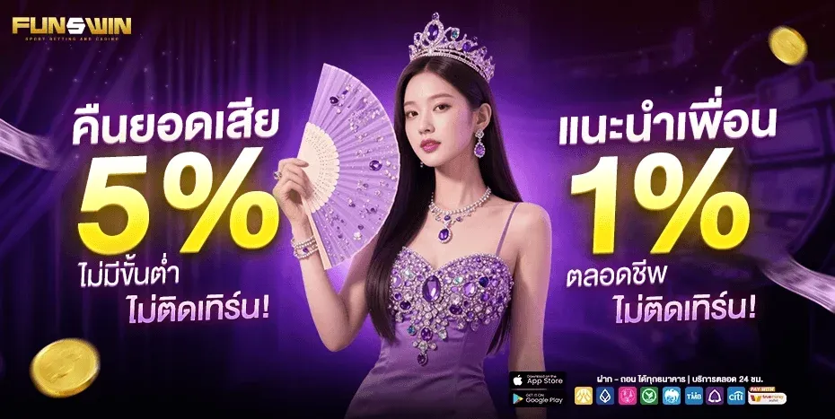 FUNSWIN โปรโมชั่นสมาชิกใหม่ โบนัสฝากแรก เครดิตฟรี